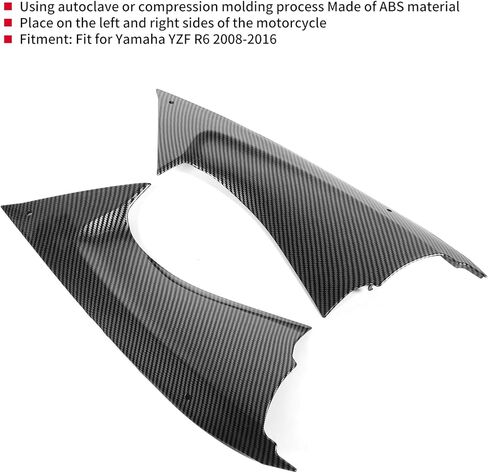 2pcs Fairing Air Deflectors, Frame Fairing Cover, Carbon Fiber Style Side Air Duct Cover Insert Part Insert Fit for YZF R6 2008‑2016 in Kuwait