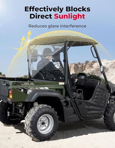 KEMIMOTO UTV Rear Windshield, Back Window Double Sided Hardened & Pre-installed Compatible with Hisun 500/700|Coleman 500/700|2015+ Massimo MSU 500/700|Cub Cadet 500/700|Axis 500/700|Bennche 500/700 in Kuwait