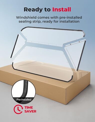 KEMIMOTO UTV Rear Windshield, Back Window Double Sided Hardened & Pre-installed Compatible with Hisun 500/700|Coleman 500/700|2015+ Massimo MSU 500/700|Cub Cadet 500/700|Axis 500/700|Bennche 500/700 in Kuwait