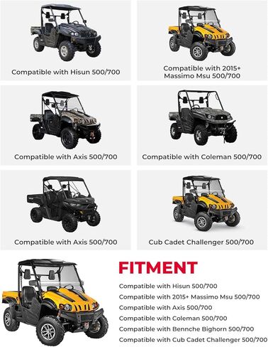 KEMIMOTO UTV Rear Windshield, Back Window Double Sided Hardened & Pre-installed Compatible with Hisun 500/700|Coleman 500/700|2015+ Massimo MSU 500/700|Cub Cadet 500/700|Axis 500/700|Bennche 500/700 in Kuwait