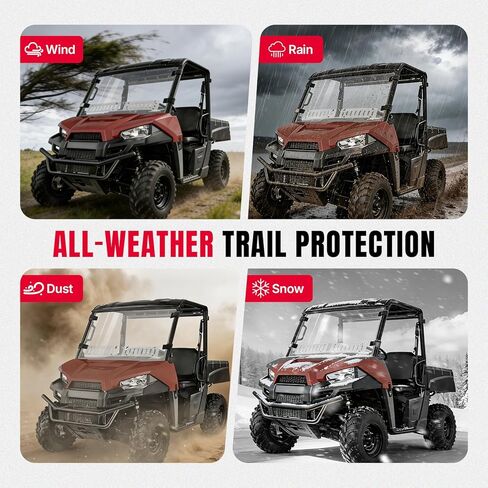 Oumurs Vented Front Windshield Fit for Polaris Ranger Midsize 570/500 SP/Crew (2015-2025), Scratch-Resistant PC UTV Front Window Compatible with Ranger ETX EV Accessories (Not Fit Full Size) in Kuwait