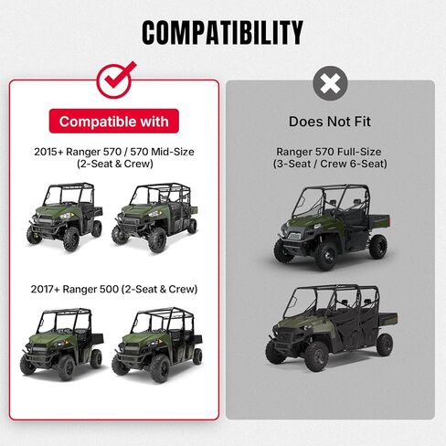 Oumurs Vented Front Windshield Fit for Polaris Ranger Midsize 570/500 SP/Crew (2015-2025), Scratch-Resistant PC UTV Front Window Compatible with Ranger ETX EV Accessories (Not Fit Full Size) in Kuwait