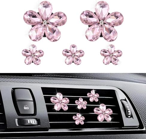 5PCS Crystal Daisy Car Vent Clips,Stylish Air Vent Clips as New Driver Gifts & Car Decorations Interior,Large & Small Cars Clip for Vents Cars Accessories for Women in Kuwait