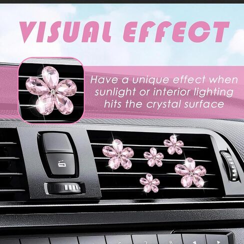 5PCS Crystal Daisy Car Vent Clips,Stylish Air Vent Clips as New Driver Gifts & Car Decorations Interior,Large & Small Cars Clip for Vents Cars Accessories for Women in Kuwait