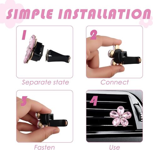 5PCS Crystal Daisy Car Vent Clips,Stylish Air Vent Clips as New Driver Gifts & Car Decorations Interior,Large & Small Cars Clip for Vents Cars Accessories for Women in Kuwait