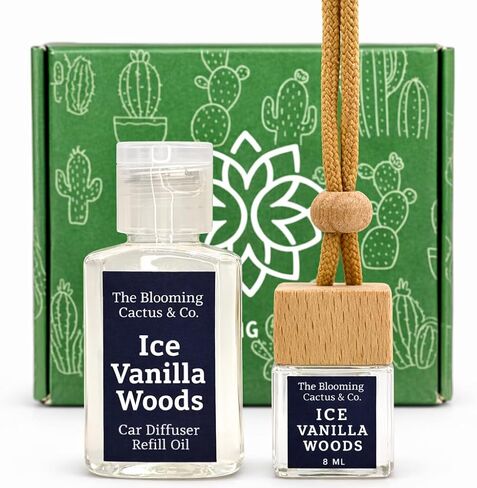 Car Air Freshener, Luxury Car Diffuser with 1 Oz Refill, Phthalate Free Fragrance – Long Lasting Scent | Refillable Hanging Air Freshener for Car, Home, Office | Made in USA (Black Ice (Type) in Saudi Arabia