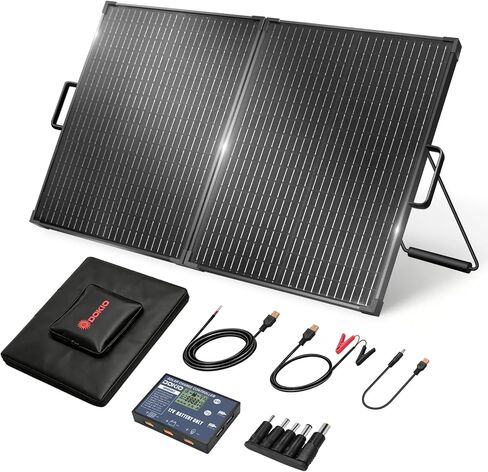 DOKIO Solar Suitcase 100W Portable Foldable Solar Panel 18v Monocrystalline 23.8 * 19.3 * 1.3in with Controller to Charge 12 Volts Batteries (All Lead/Acid Types: Vented AGM Gel) RV Camping Marine in Saudi Arabia