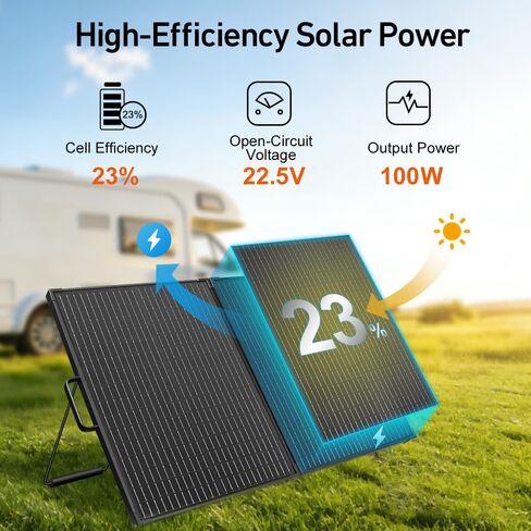 DOKIO Solar Suitcase 100W Portable Foldable Solar Panel 18v Monocrystalline 23.8 * 19.3 * 1.3in with Controller to Charge 12 Volts Batteries (All Lead/Acid Types: Vented AGM Gel) RV Camping Marine in Saudi Arabia