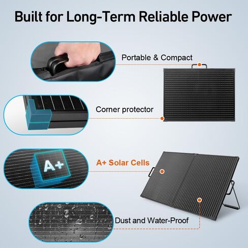 DOKIO Solar Suitcase 100W Portable Foldable Solar Panel 18v Monocrystalline 23.8 * 19.3 * 1.3in with Controller to Charge 12 Volts Batteries (All Lead/Acid Types: Vented AGM Gel) RV Camping Marine in Saudi Arabia