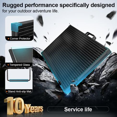 DOKIO Solar Suitcase 100W Portable Foldable Solar Panel 18v Monocrystalline 23.8 * 19.3 * 1.3in with Controller to Charge 12 Volts Batteries (All Lead/Acid Types: Vented AGM Gel) RV Camping Marine in Saudi Arabia