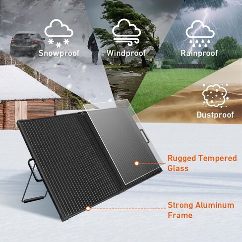 DOKIO Solar Suitcase 100W Portable Foldable Solar Panel 18v Monocrystalline 23.8 * 19.3 * 1.3in with Controller to Charge 12 Volts Batteries (All Lead/Acid Types: Vented AGM Gel) RV Camping Marine in Saudi Arabia