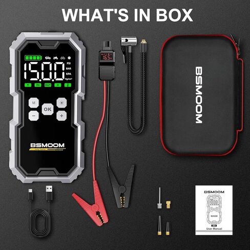 Jump Starter with Air Compressor, 6000A Jump Starter Battery Pack (All Gas/10L Diesel), 150PSI 12V Jump Box Car Battery Jumper Starter Portable with Type-C Quick Charge and LED Lights in Saudi Arabia