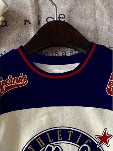 Girl's Y2k Jersey Shirts Number Letter Graphic Crew Neck Short Sleeve Loose Football T Shirt Tops in Saudi Arabia