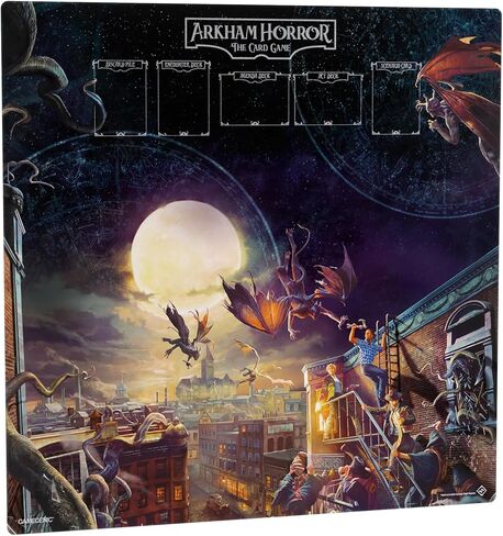 Gamegenic Arkham Horror: بساط ألعاب The Card Game Center (70x70 سم) - بساط لعب ممتاز كبير جدًا مع مناطق للبطاقات، خياطة مسطحة وظهر غير قابل للانزلاق، ملحق LCG رسمي لما يصل إلى 4 لاعبين in Kuwait