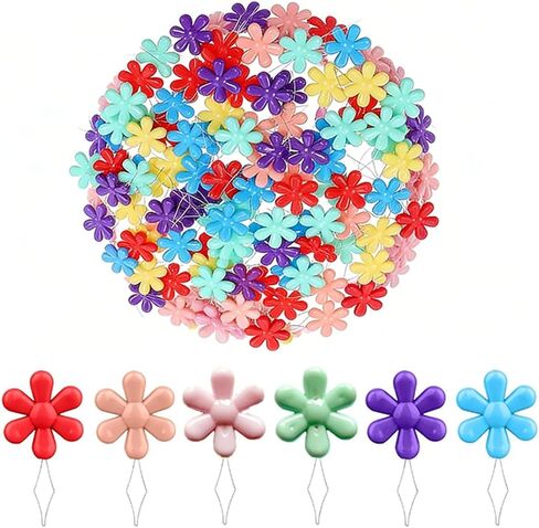 100-Pack Flower Head Needle Threaders, Multicolor Hand Sewing Threader Tools for Embroidery, Cross Stitch, Quilting & Sewing Crafts in Saudi Arabia