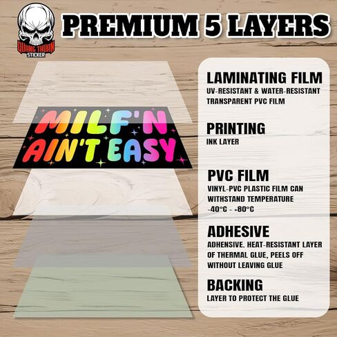 MILF'N Ain't Easy | Bumper Sticker or Car Magnet | Rainbow Color Gifts Magnetic Decorations for Cars [7.5x3.75] in Kuwait