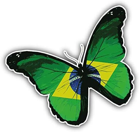 Magnet Brazil Flag Butterfly Flexible Vinyl Magnet Waterproof Car Magnetic Bumper Sticker 5" in Kuwait
