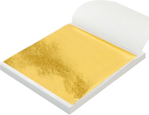 100 Pcs Gold Leaf Sheets, FSDIYU 3.15-Inch x 3.35-Inch Imitation Gold Foil Paper Sheets - No Fading, Easy to Apply, Premium Metallic Foil for Nail Art, Painting, Resin Jewelry & Furniture Decor in Saudi Arabia