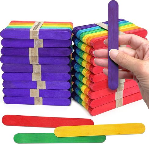 CraftySticks - 300 عبوة، لون أخضر 6 بوصة، أعواد مصاصة خشبية ضخمة للحرف اليدوية، المنزل، الفن المدرسي، البناء، التعلم، حجم خافض اللسان الخشبي in Kuwait