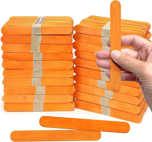 CraftySticks - 300 عبوة، لون أخضر 6 بوصة، أعواد مصاصة خشبية ضخمة للحرف اليدوية، المنزل، الفن المدرسي، البناء، التعلم، حجم خافض اللسان الخشبي in Kuwait