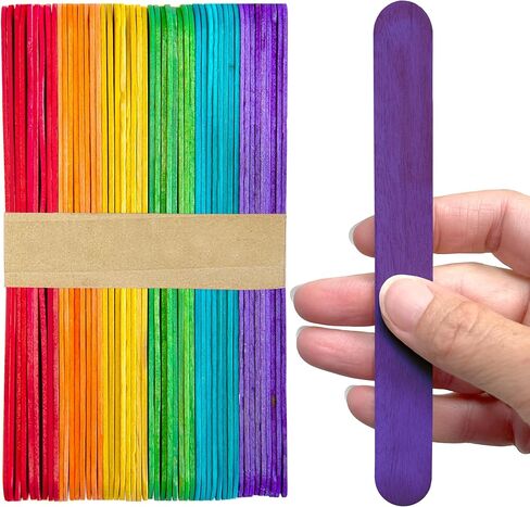 CraftySticks - 300 عبوة، لون أخضر 6 بوصة، أعواد مصاصة خشبية ضخمة للحرف اليدوية، المنزل، الفن المدرسي، البناء، التعلم، حجم خافض اللسان الخشبي in Kuwait