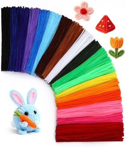 1000 Pcs Pipe Cleaners Bulk Craft Supplies Chenille Stems 20 Colors Craft Pipe Cleaners for Flower Making, Festival Home Decorations, Art Supplies in Kuwait