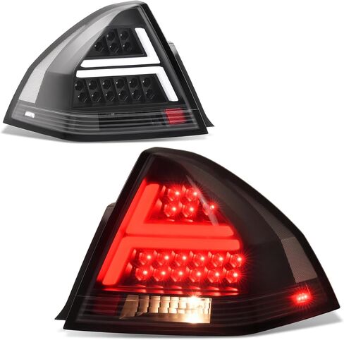 مصابيح خلفية LED من HECASA متوافقة مع مصباح خلفي شيفروليه إمبالا 2006-2013 4 أبواب و2014-2016 تشيفي شيفروليه إمبالا المحدودة ذات 4 أبواب، عدسات شفافة + غطاء أسود للسائق وجانب الركاب in Kuwait