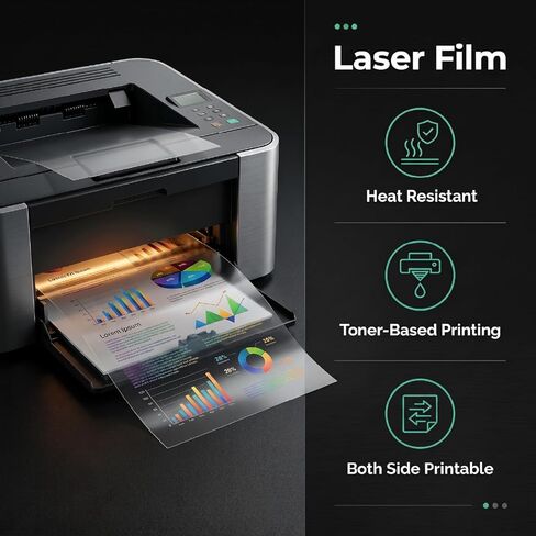 Laser OHP Transparency Film Sheets 8.5 × 11 Inch; 5 Mil – Clear PET Overhead Projector Film for Laser Printers & Copiers | Heat-Resistant, Double-Sided Printable Sheets (Pack of 25) in Saudi Arabia