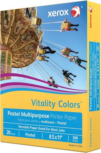 Xerox® Vitality Colors™ Pastel متعدد الاستخدامات للطابعة وورق النسخ، 10 رزمة، Goldenrod، Letter (8.5 × 11 بوصة)، 5000 ورقة لكل علبة، 20 رطل، 30% معاد تدويرها in Kuwait