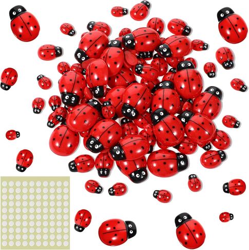 100 Pieces Ladybug Decor, Lady Bug Accessories Tiny Resin Ladybug Decor, 3 Sizes Mini Lady Bugs Embellishments for DIY Crafts, Home Decoration, Jewelry, Nail Charms and Party in Kuwait