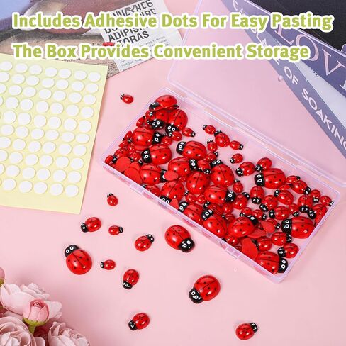 100 Pieces Ladybug Decor, Lady Bug Accessories Tiny Resin Ladybug Decor, 3 Sizes Mini Lady Bugs Embellishments for DIY Crafts, Home Decoration, Jewelry, Nail Charms and Party in Kuwait