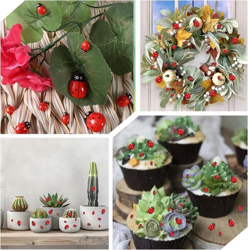 100 Pieces Ladybug Decor, Lady Bug Accessories Tiny Resin Ladybug Decor, 3 Sizes Mini Lady Bugs Embellishments for DIY Crafts, Home Decoration, Jewelry, Nail Charms and Party in Kuwait