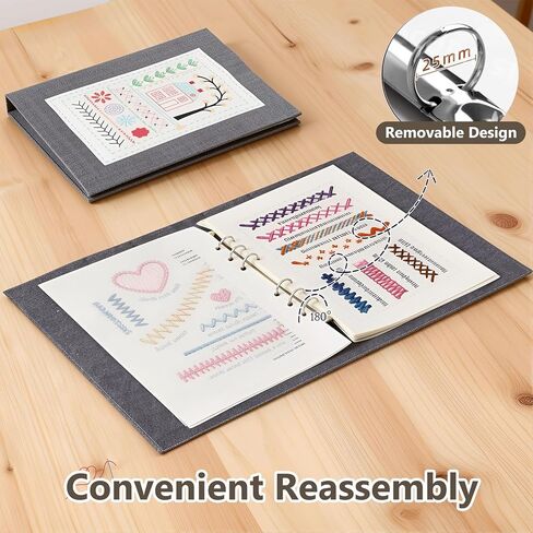 pzvdsog 2026 Upgraded Removable Stitch Book Kit with Extra Thick Threads, Needles Threader Thimble Sewing Tool, DIY Embroidery Stitch Bo-ok kit, 108 Pattern for DIY and Sew Enthusiast in Kuwait