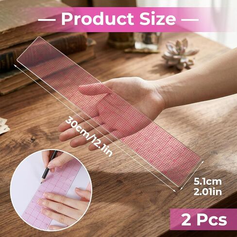 2 Pcs Clear Sewing Ruler, 12''x 2'' Transparent Tailor Sewing Graph Rulers, Guides Straight Rulers for Sewing Pattern Making Quilting Ruler and Measuring Tools in Saudi Arabia