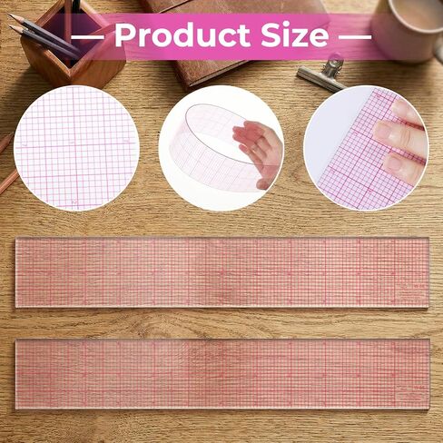 2 Pcs Clear Sewing Ruler, 12''x 2'' Transparent Tailor Sewing Graph Rulers, Guides Straight Rulers for Sewing Pattern Making Quilting Ruler and Measuring Tools in Saudi Arabia