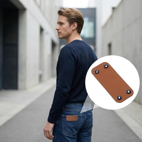 PAGOW 20 Pcs PU Leather Tags, 1.18 x 2.76 Inch Crochet Tags Repair Patch with Rivets, Faux Leather Labels Blank Patches Knitting Accessories for Crochet Items Clothing Sewing - Brown in Kuwait