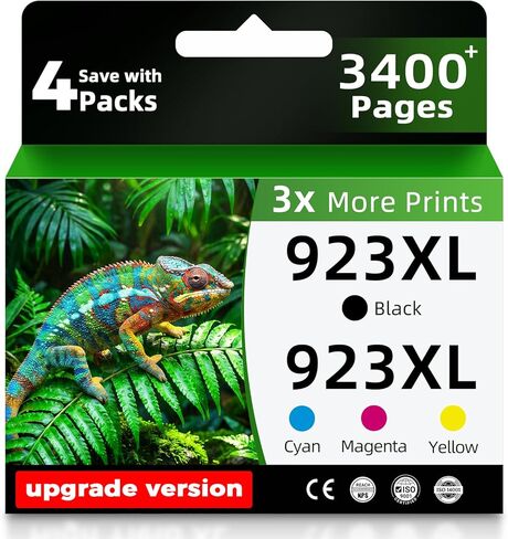 Skyink 923e 923XL Ink Cartridges Replacement for HP 923 XL Combo Pack Compatible for HP923XL HP923 Printer 8135 8135e 8122e 8125e Officejet Pro 8138e 8120 8139e 8122e 4-Pack Black Cyan Yellow Magenta in Saudi Arabia