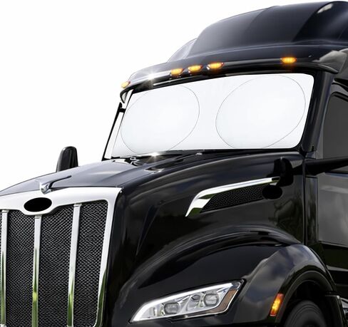 مظلة شمس للزجاج الأمامي من EcoNour تناسب 2008-2024 2025 2026 Freightliner Cascadia Sun Shade، واقي الشمس للنافذة الأمامية، حماية من الأشعة فوق البنفسجية، مانع للحرارة، ملحقات السيارة القابلة للطي in Kuwait