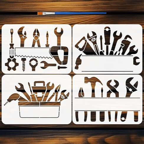 4 قطع من استنسل الأسماك من FINGERINSPIRE مقاس 8.3x11.7 بوصة مع فرشاة استنسل رسم سمكي تجريدي هندسي، قالب رسم موضوع المحيط الحديث، استنسل PET قابل لإعادة الاستخدام للأثاث الخشبي والنسيج الجداري in Kuwait