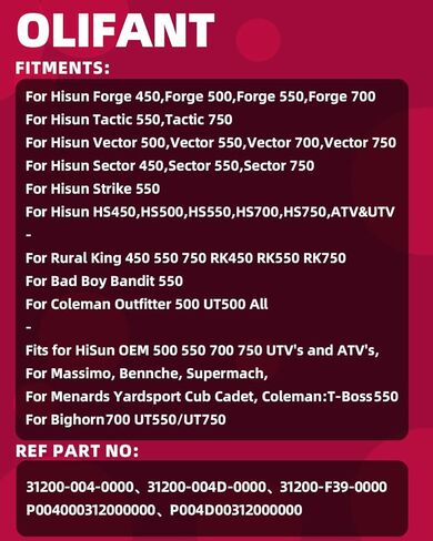 بداية لضربة القطاع التكتيكي Hisun Forge 450 500 550 700 750 450/550/750 HS450/500/550/700/750 Rural King 450/550/750 & Bad Boy Bandit 550 & Coleman Outfitter 500 in Kuwait