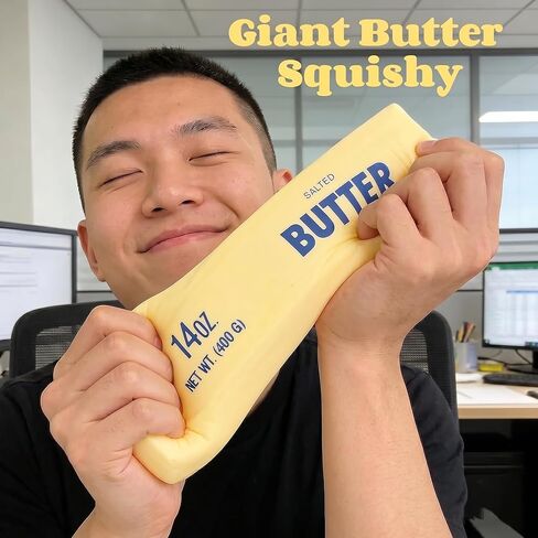 Giant Butter Squishy - 2026 New Jumbo Squishy Butter Stick 14oz Realistic Butters Stick Soft Squeeze Stress Balls for Stress Relief Anxiety Sensory Gifts for Adults (Butter bar-1pack) in Saudi Arabia