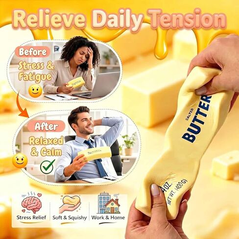 Giant Butter Squishy - 2026 New Jumbo Squishy Butter Stick 14oz Realistic Butters Stick Soft Squeeze Stress Balls for Stress Relief Anxiety Sensory Gifts for Adults (Butter bar-1pack) in Saudi Arabia