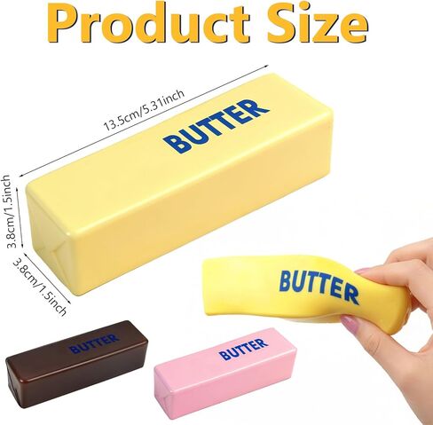 Butter Squishyies Fidget 3 Pcs, Super Soft Butter-Shaped Slow Rising Squeeze, Stress Relief Anxiety Relaxation Squishies, Ideal for Birthday Gifts, Party Favors and Classroom Prizes in Saudi Arabia