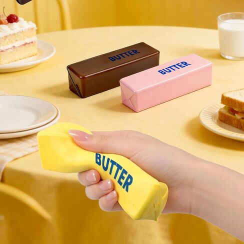 Butter Squishyies Fidget 3 Pcs, Super Soft Butter-Shaped Slow Rising Squeeze, Stress Relief Anxiety Relaxation Squishies, Ideal for Birthday Gifts, Party Favors and Classroom Prizes in Saudi Arabia
