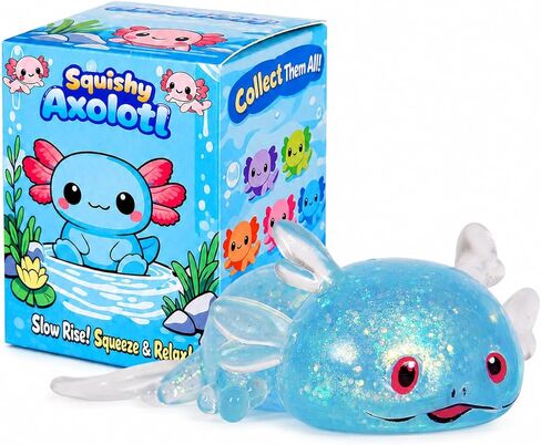Axolotl Squishy Stress Ball, Soft TPR Slow Rising Squeeze Toy, Cute Axolotl Fidget Toy for Stress Relief, Anxiety Calming Sensory Toy for Kids Adults(Six Corners) in Saudi Arabia