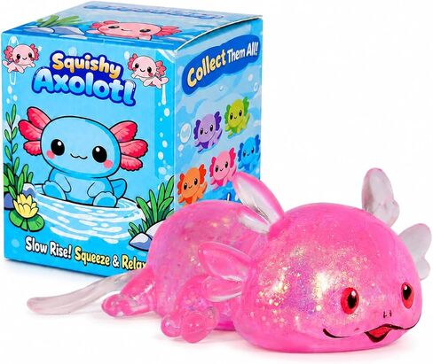 Axolotl Squishy Stress Ball, Soft TPR Slow Rising Squeeze Toy, Cute Axolotl Fidget Toy for Stress Relief, Anxiety Calming Sensory Toy for Kids Adults(Six Corners) in Saudi Arabia