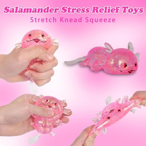 Axolotl Squishy Stress Ball, Soft TPR Slow Rising Squeeze Toy, Cute Axolotl Fidget Toy for Stress Relief, Anxiety Calming Sensory Toy for Kids Adults(Six Corners) in Saudi Arabia