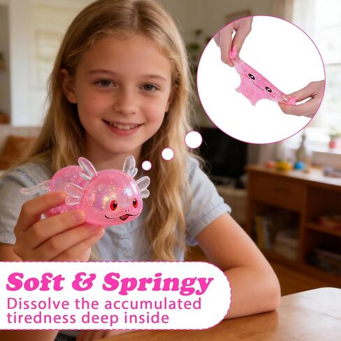 Axolotl Squishy Stress Ball, Soft TPR Slow Rising Squeeze Toy, Cute Axolotl Fidget Toy for Stress Relief, Anxiety Calming Sensory Toy for Kids Adults(Six Corners) in Saudi Arabia