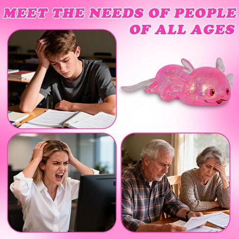 Axolotl Squishy Stress Ball, Soft TPR Slow Rising Squeeze Toy, Cute Axolotl Fidget Toy for Stress Relief, Anxiety Calming Sensory Toy for Kids Adults(Six Corners) in Saudi Arabia