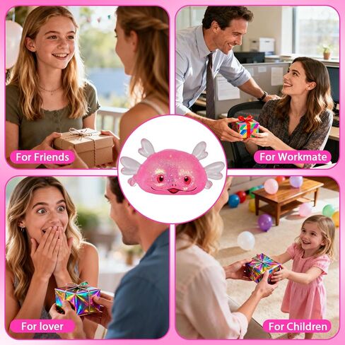 Axolotl Squishy Stress Ball, Soft TPR Slow Rising Squeeze Toy, Cute Axolotl Fidget Toy for Stress Relief, Anxiety Calming Sensory Toy for Kids Adults(Six Corners) in Saudi Arabia